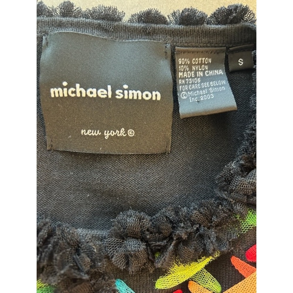 Y2K Michael Simon Multicolor Embroidered Cardigan Sweater Women's Size Small - Picture 4 of 4